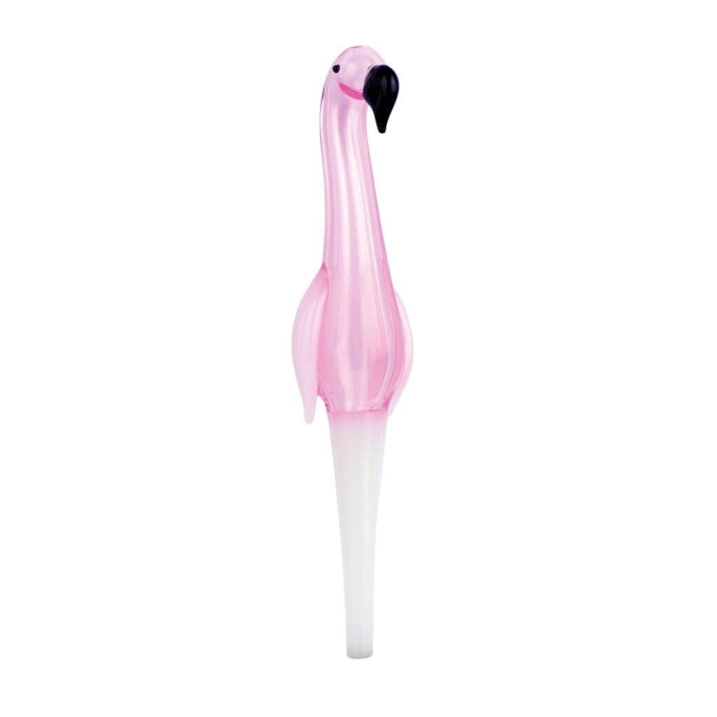 Pink flamingo-shaped pen from Flamingo Glass Dab Straw collection - elegant glass dab straw