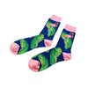 Colorful Flamingo Leaf Socks with tropical flamingo and palm leaf pattern for all sizes