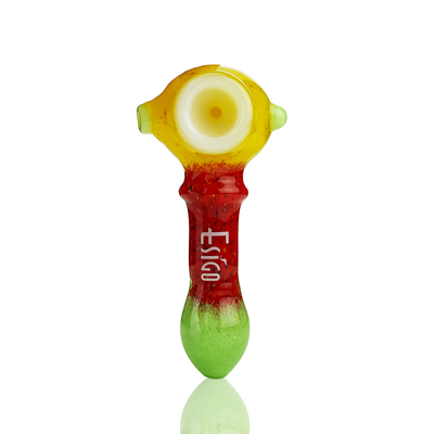 Tricolor Frit Glass Spoon Pipe, 4.5 Inch