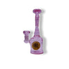 Flower Marble Mini Water Pipe: Purple glass with golden design, 7 inches heavy duty