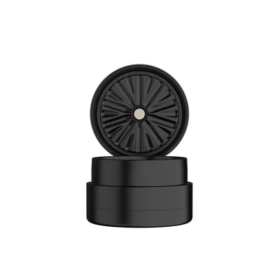 Black grinder with textured lid for Flower Mill’s Generation Standard glass hand pipe
