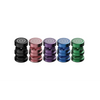 Colorful metal herb grinders from Flower Mill’s Generation Standard with glass hand pipe design