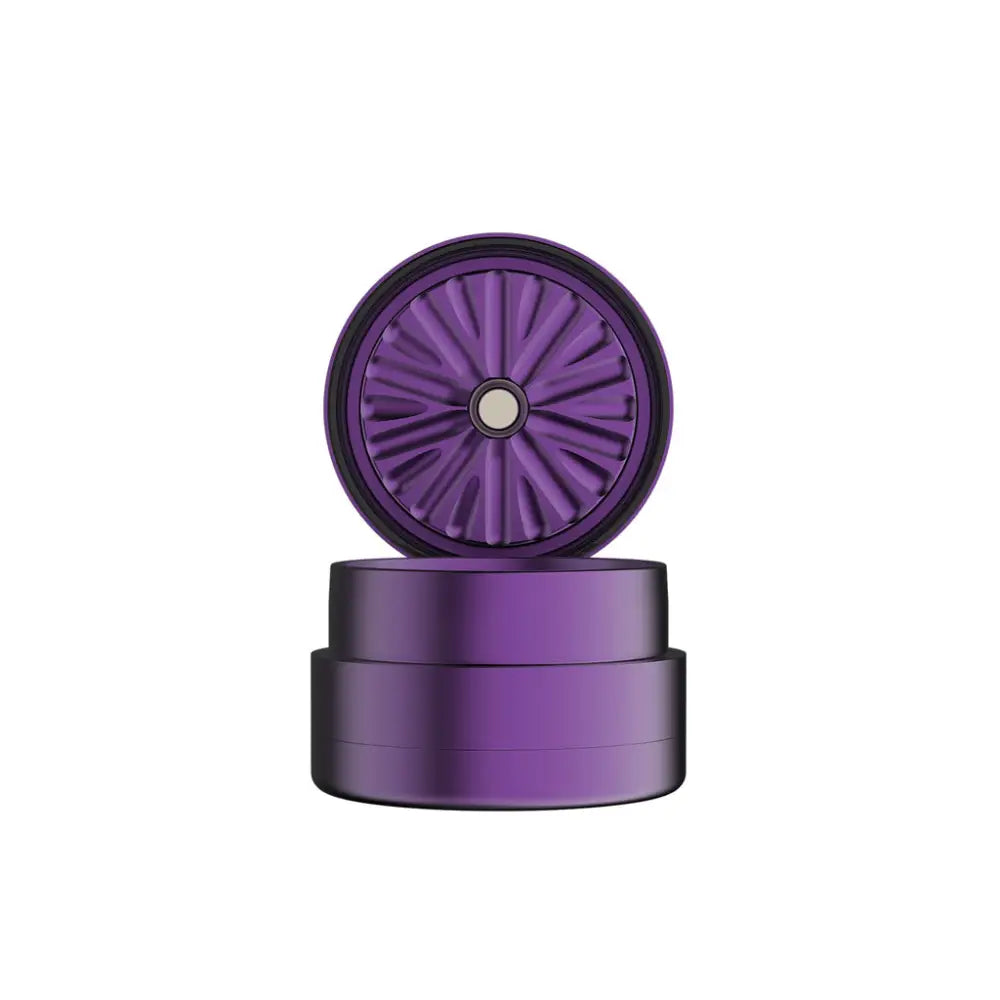 Purple metal grinder for Flower Mill’s Generation Standard Rolling Paper with glass water pipes