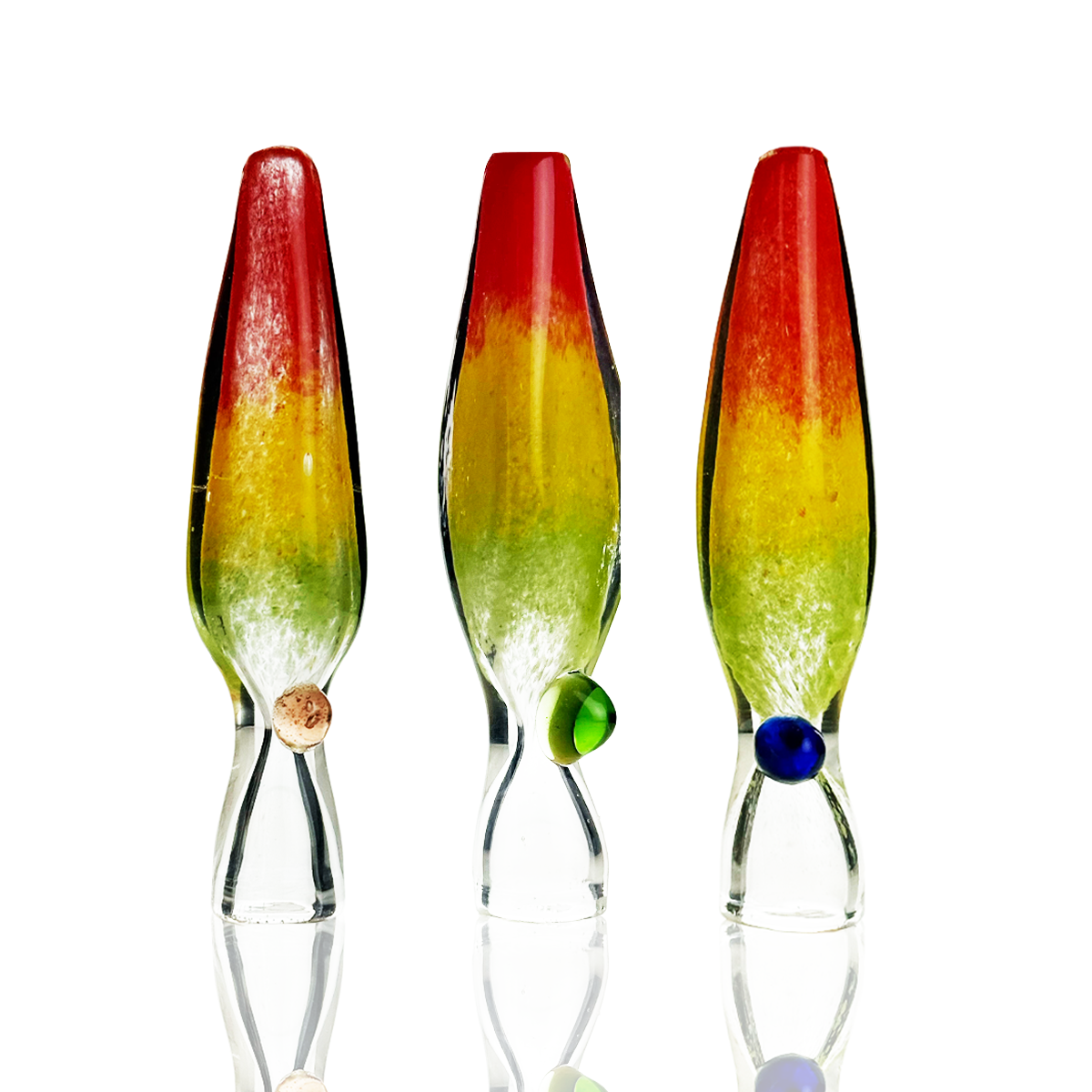 Vibrant Rasta Frit Glass One-Hitter Chillum