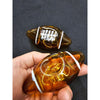 Football-themed glass handpipe shaped like footballs for game days with lacing details