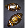 Football-themed glass handpipe with decorative designs perfect for game days