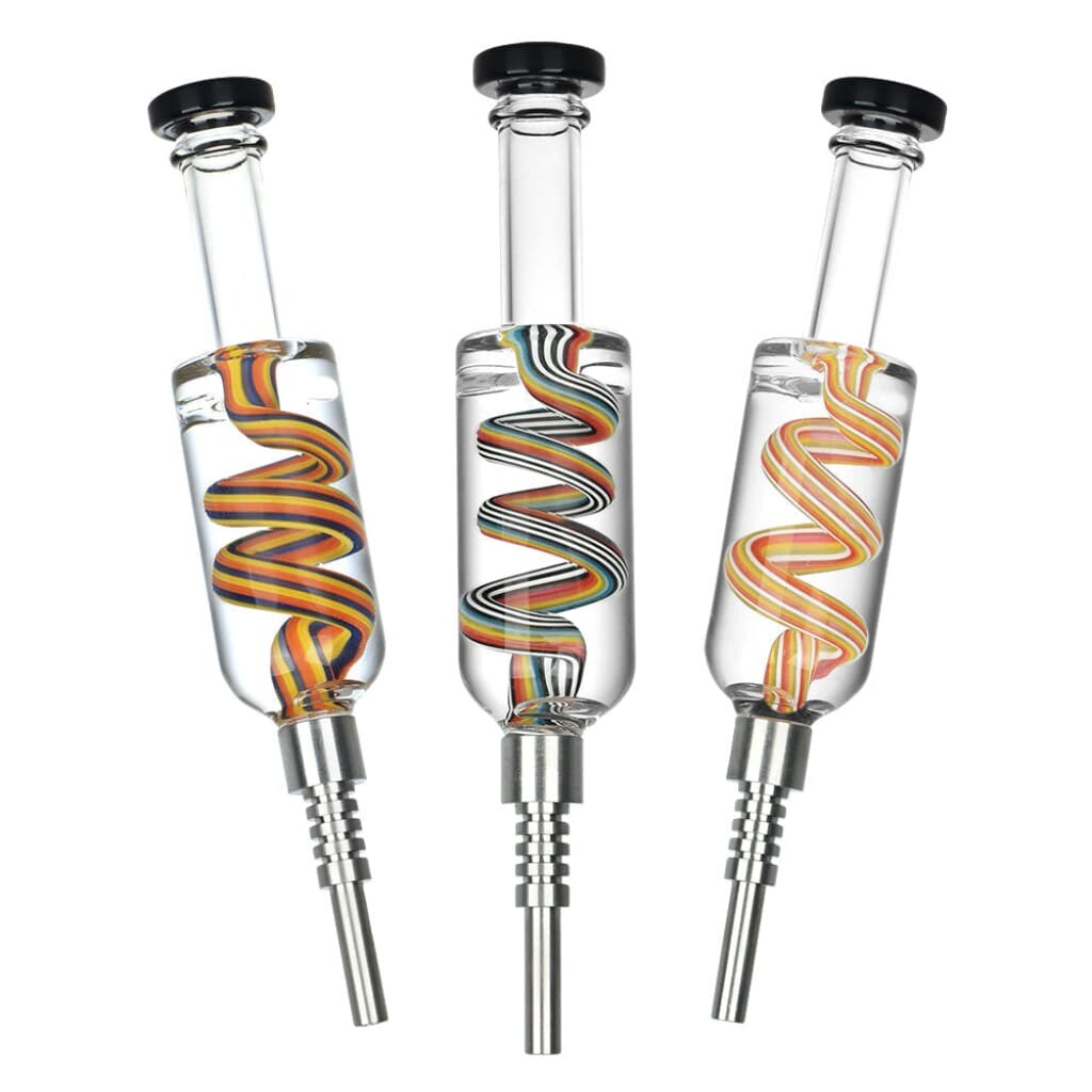 Freeze Factory Glycerin Dab Straw: Glass water pipes with colorful spiral designs