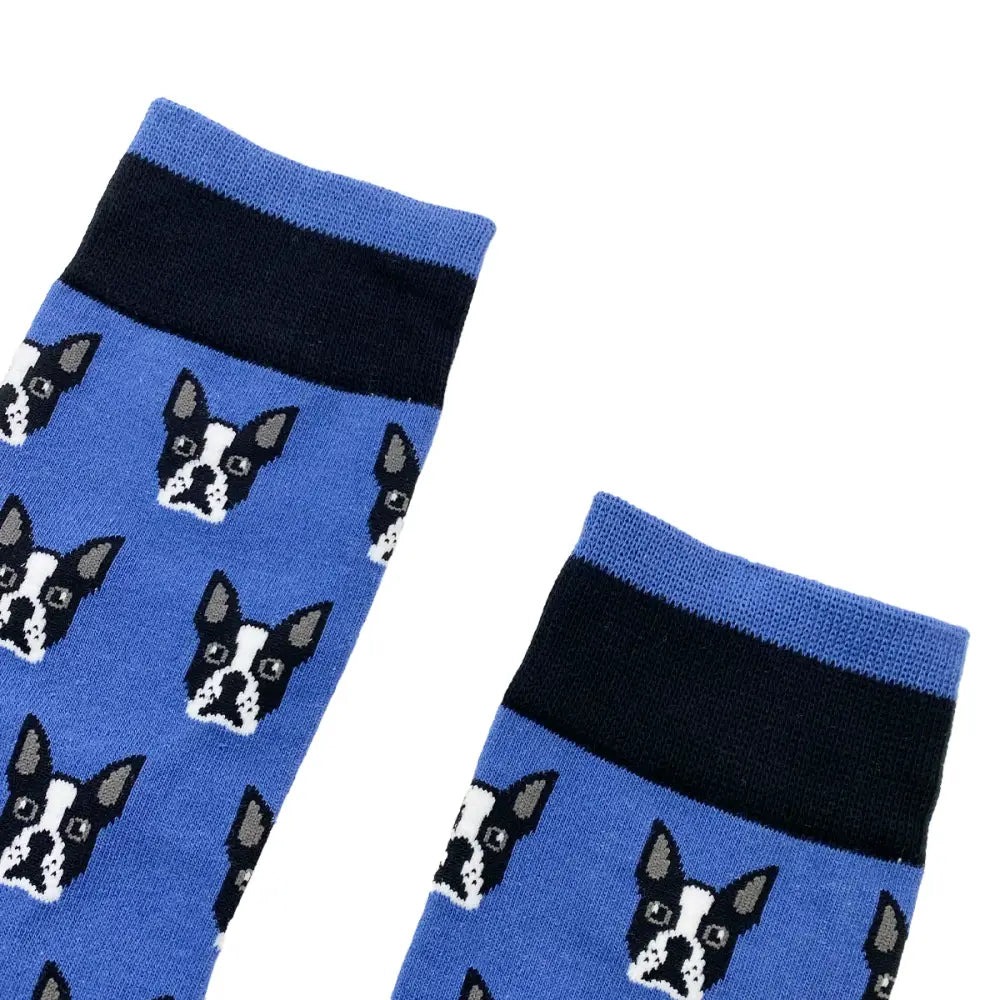 Blue French Bulldog socks with Boston Terrier pattern for ultimate comfort and style
