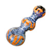 Pocket-sized Fritted Squiggle Spoon With Bright Blue And Orange Swirling Patterns