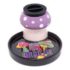 Colorful Purple Mushroom Stashtray with ’DROP IN’ Text and Psychedelic Designs – 2-in-1 Ashtray