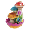 Colorful ceramic backflow incense burner with mushroom trio design, flowers, and butterfly
