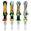 Colorful Glass Smoking Pipes With Wig Wag Dab Patterns And Metal Springs