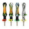 Colorful Worked Wig Wag Dab Straws With Metal Stems And Swirling Borosilicate Glass Designs