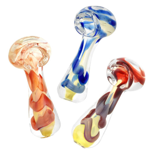 Fumed Jumbo Swirl Spoon Pipe - 3’ / Colors Vary On sale