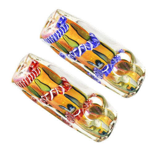 Fumed Metallic Abstract Squared Hand Pipe - 3’ / Colors
