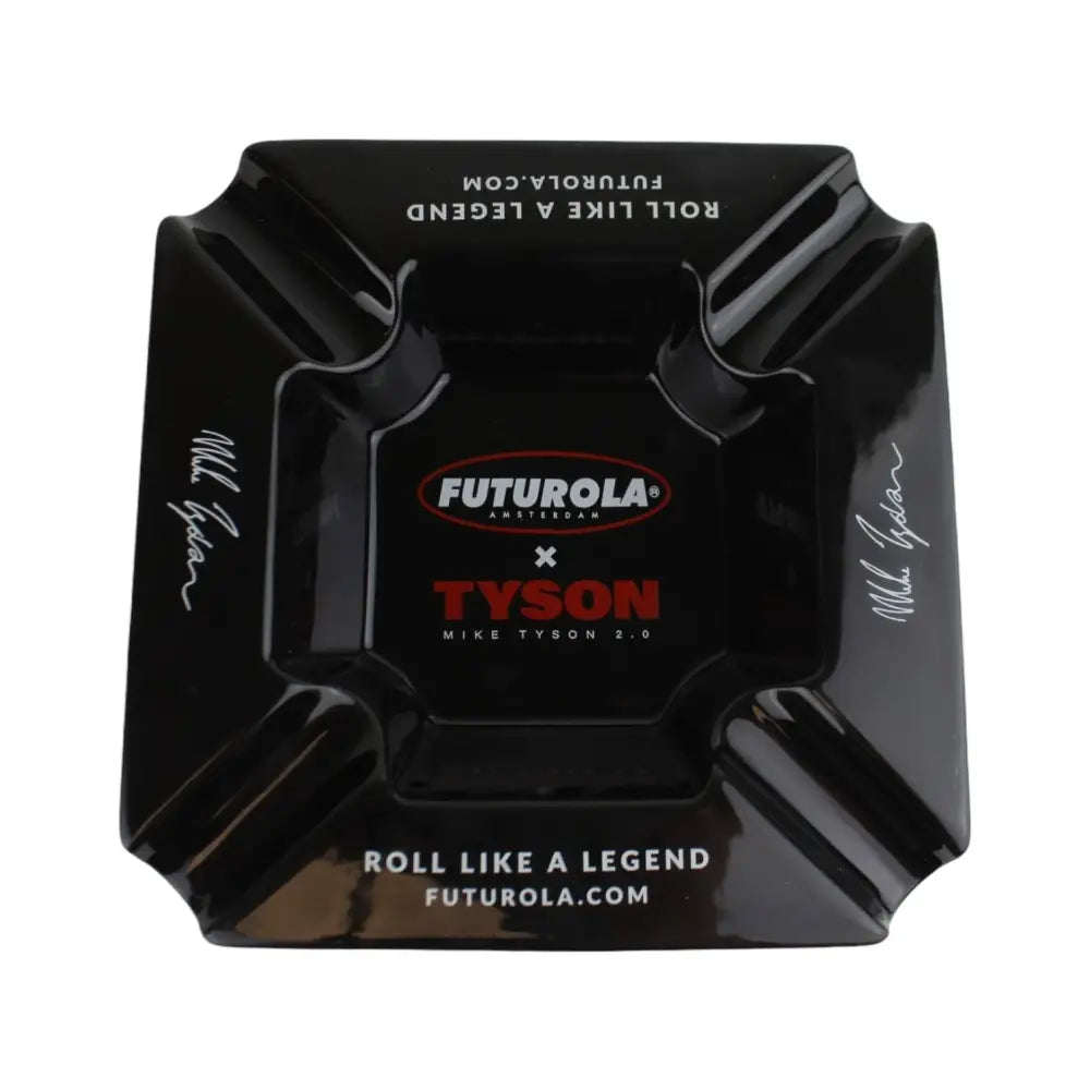 Futurola collaboration ashtray Tyson: black glossy square with logo
