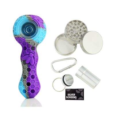 Durable Silicone Pipe Kit with Grinder & Jar