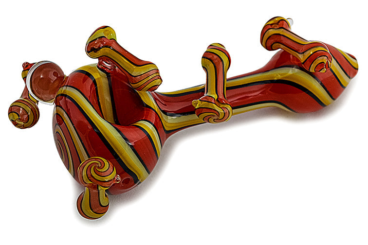 Vibrant Wig Wag Glass Hand Pipe with Mini Accents