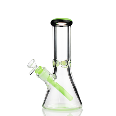 Vivid Slime Green Beaker Water Pipe – 9mm Glass