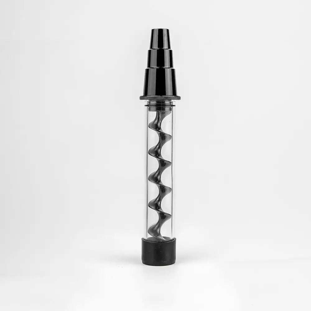 Glass blunt hand pipe with black spiral water pipe adapter