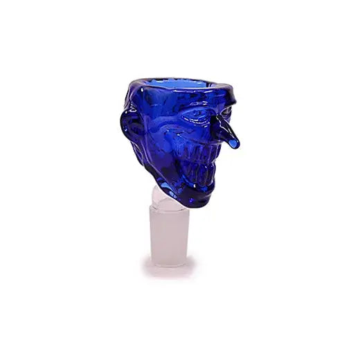 Translucent cobalt blue skull glass bowl 18mm male smoking accessory