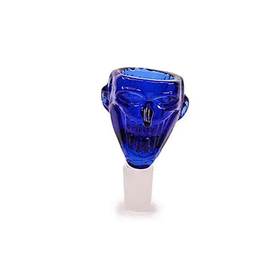 Translucent cobalt blue glass skull 18mm male bowl smoking accessory