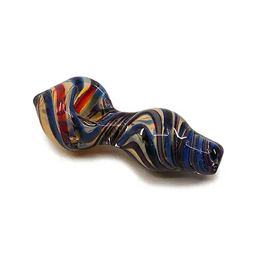 Vibrant glass hand pipe Short Swirl by Raj Leaf Enterprise with colorful swirls