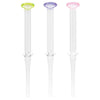 Glass Honey Dab Straw With Built-in Feet And Green, Purple, And Pink Colored Pipette Tops