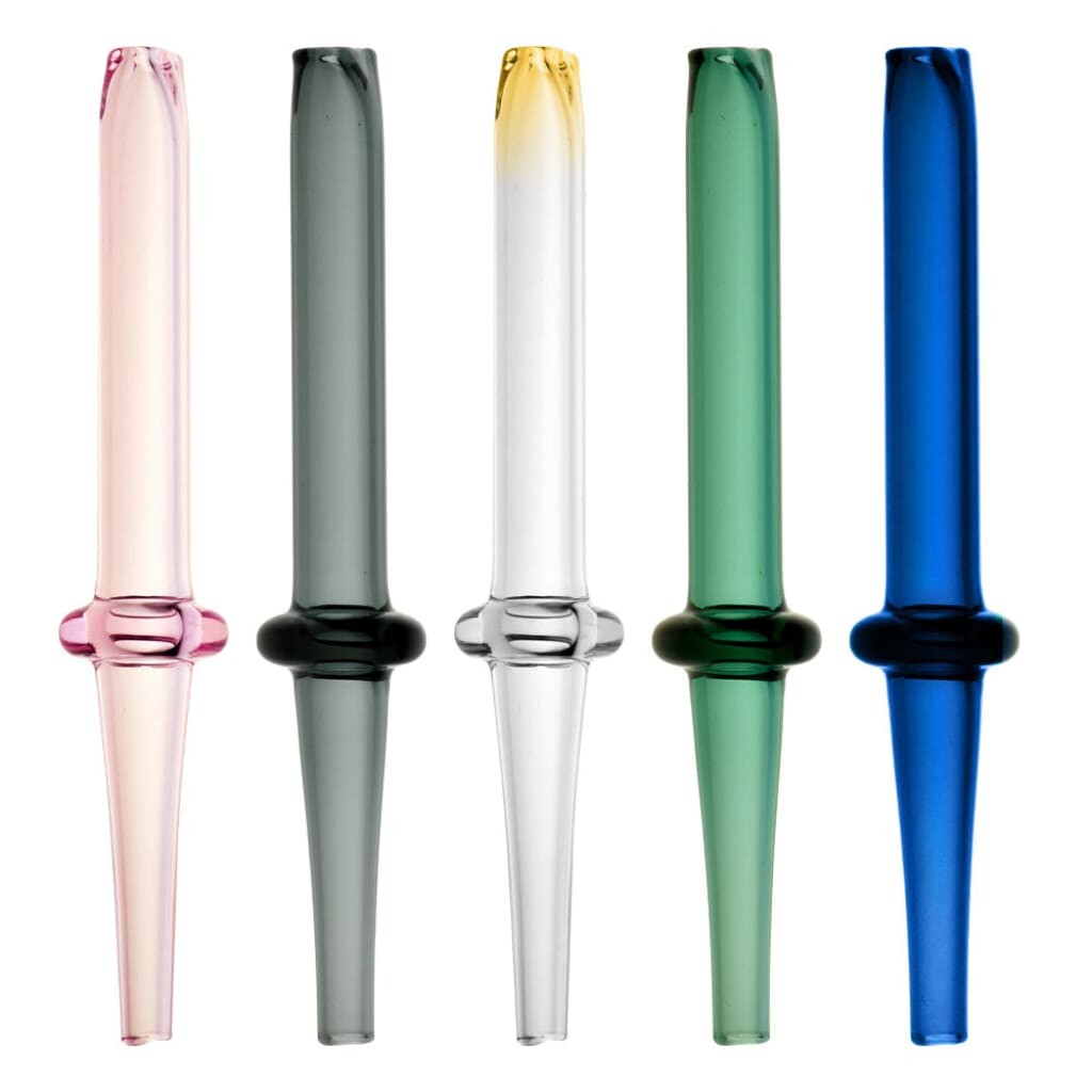 Borosilicate glass vapor straw downstems in pink, gray, clear, green, blue colors