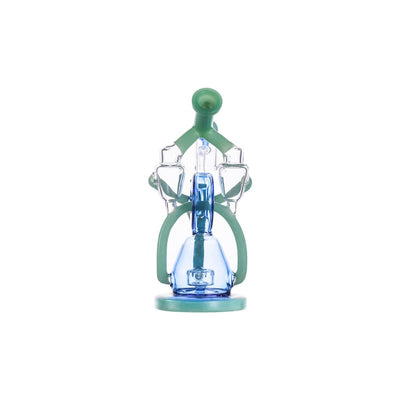 Decorative glass bottle in green metal frame from Mk100 Glassworks 8cycler Recycler Kit