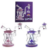 UFO-shaped glass water pipe in pink and purple from the Mk100 Premium Dab Kit