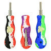 Colorful Glow Bee silicone vapor straws with metal tips for dabbing concentrates