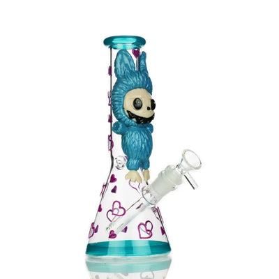 Glow in the Dark 3D Beaker Water Pipe with blue furry character