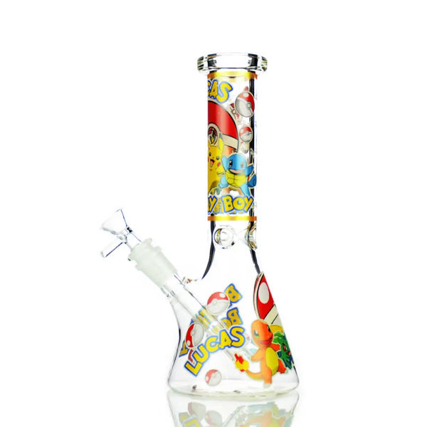 10 Inch Glow in the Dark Beaker Water Pipe with Pokémon Decals