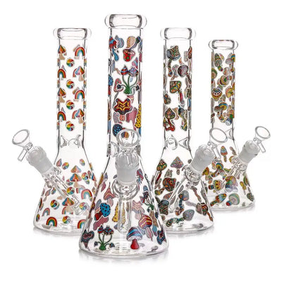 Glow in the Dark Mushroom Beaker Water Pipe 10 Inch Glass Bong