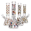 Glow in the dark mushroom water pipe in borosilicate glass with colorful decals