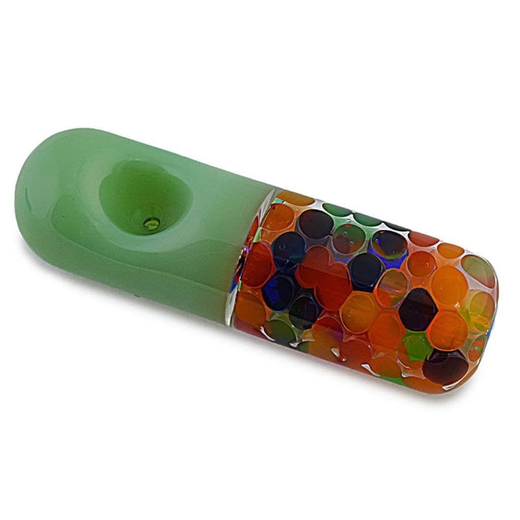 Glycerin Colorful Capsule Pipe With Green Stem And Polka Dot Bowl