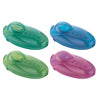 Colorful plastic containers displaying Grav Labs Pebble Spoon Pipe with embossed ’N-STAY’ text