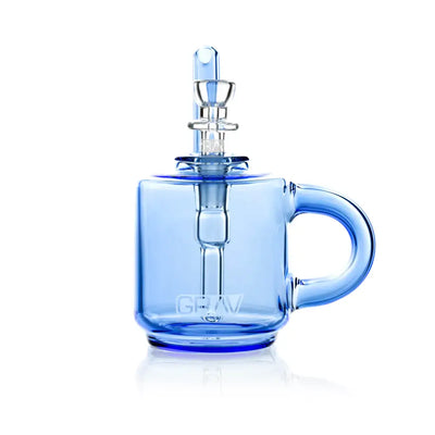 Blue glass mug-shaped bong from Grav® Coffee Mug Pocket Bubbler for an adventurous routine