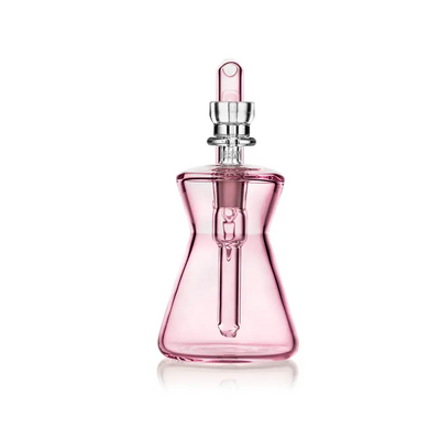 Pink glass perfume bottle with silver cap for Hourglass Pocket Bubbler Compact Water Pipe