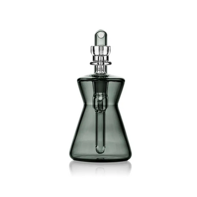Gray glass water pipe, Hourglass Pocket Bubbler for compact water pipe experience