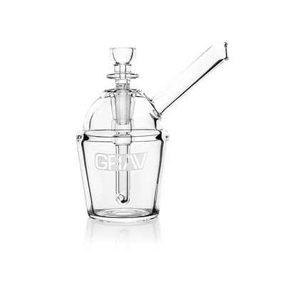 Clear glass Grav Slush Cup Pocket Bubbler for smooth cool smoking sessions