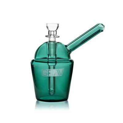 Green glass Grav Slush Cup Pocket Bubbler for smooth cool smoking and portable use