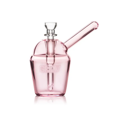 Pink glass Grav Slush Cup Pocket Bubbler for smooth, cool smoking experiences