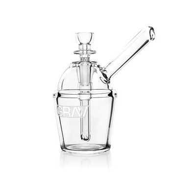 Clear glass Grav® Slush Cup Pocket Bubbler for smooth cool smoking enjoyment