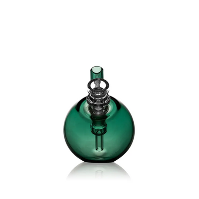 Green glass orb-shaped water pipe, Grav Spherical Pocket Bubbler, compact and powerful