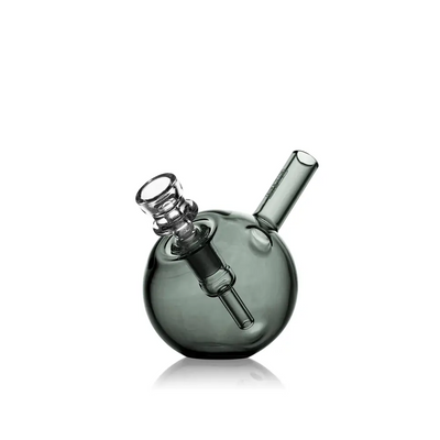 Gray glass sphere bong from Grav Spherical Pocket Bubbler, compact and powerful design