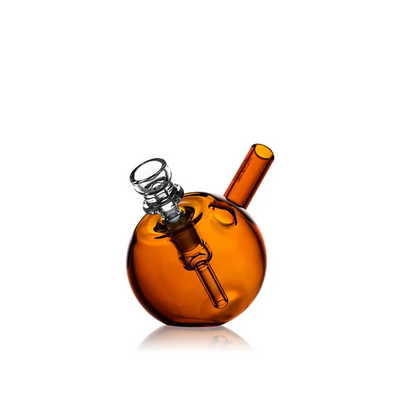 Amber glass sphere water pipe, Grav Spherical Pocket Bubbler for compact and powerful use
