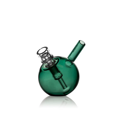 Green glass sphere bong from Grav Spherical Pocket Bubbler, compact and powerful