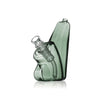 Grav Wedge Bubbler with ergonomic design: uniquely shaped glass pipe with curved neck and small bowl